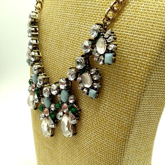 Rhinestone Multi-Color Gold-tone Statement Necklace - Picture 9 of 16